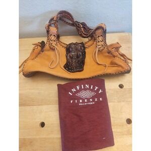 Infinity Firenze Crocodile Skin Embossed Leather Shoulder Handbag Purse Italy